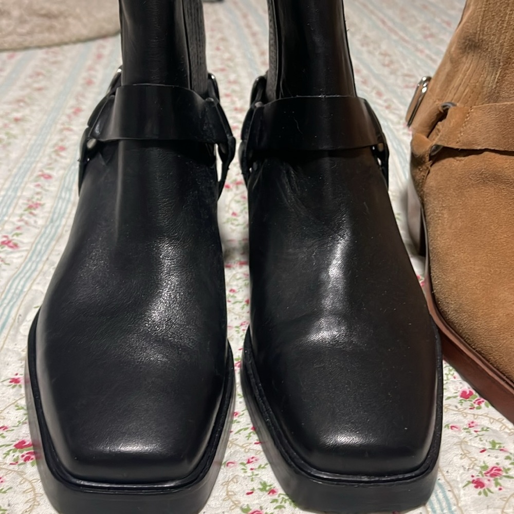 Black Sam Edelman ankle booties.  Cowgirl rocker vibes leather booties.